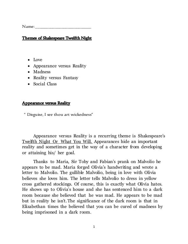 Twelfth Night: Suggested Essay Topics | SparkNotes