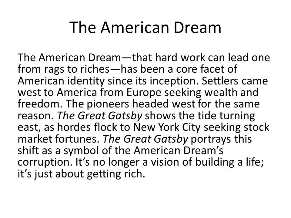 The american dream in the great gatsby essay