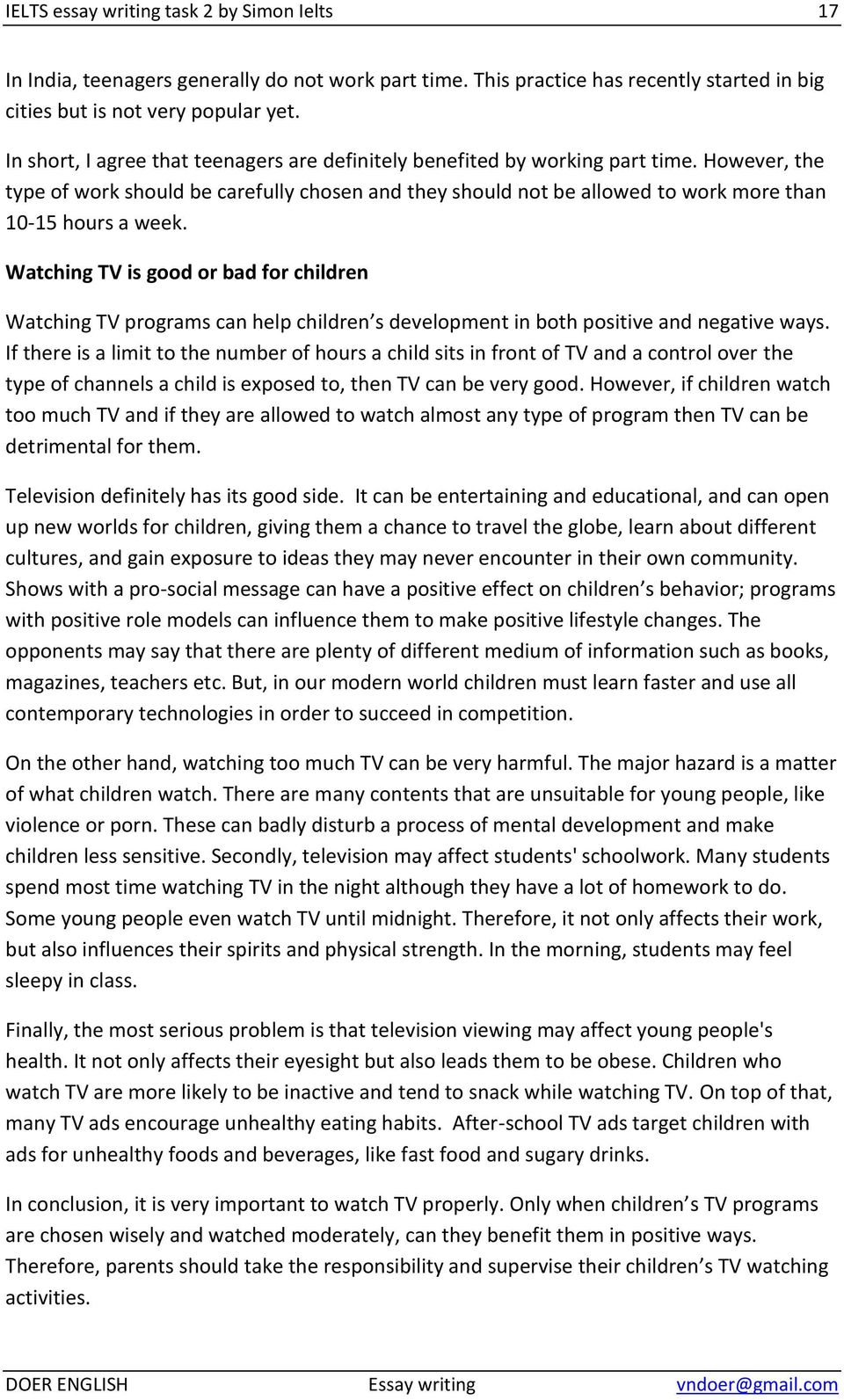 Essay About Tv And Children