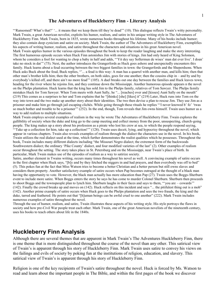 Huck finn essay
