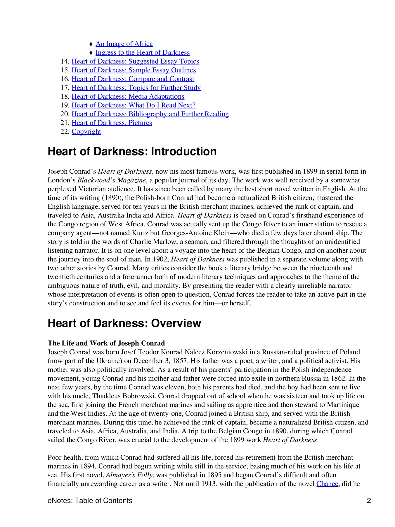 Heart of darkness essay topics