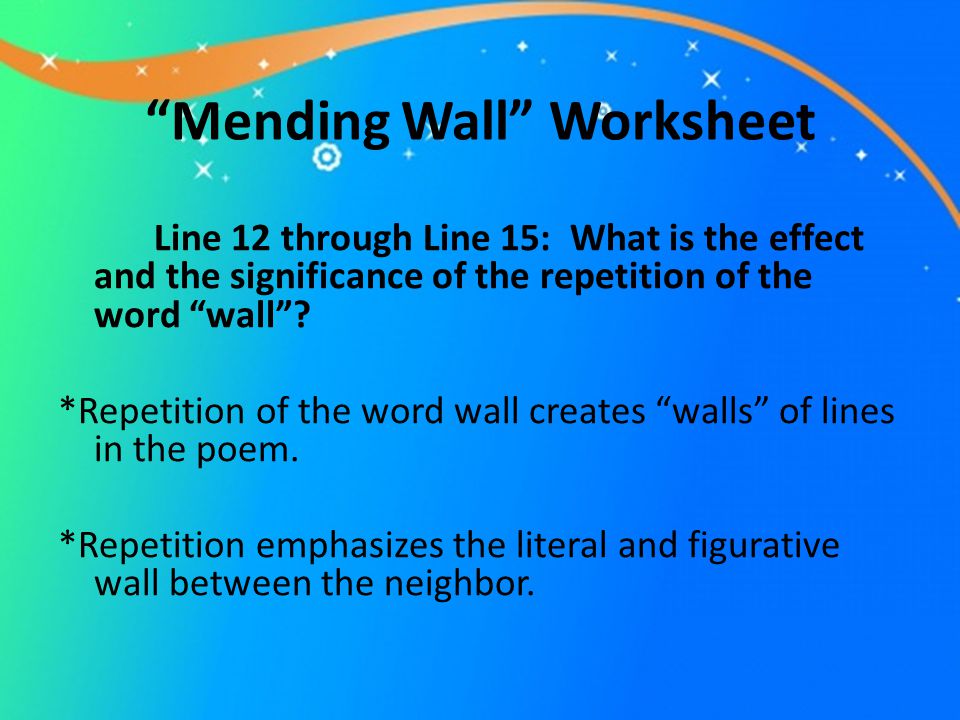 Mending wall essay
