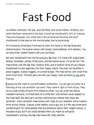 Descriptive essay food court