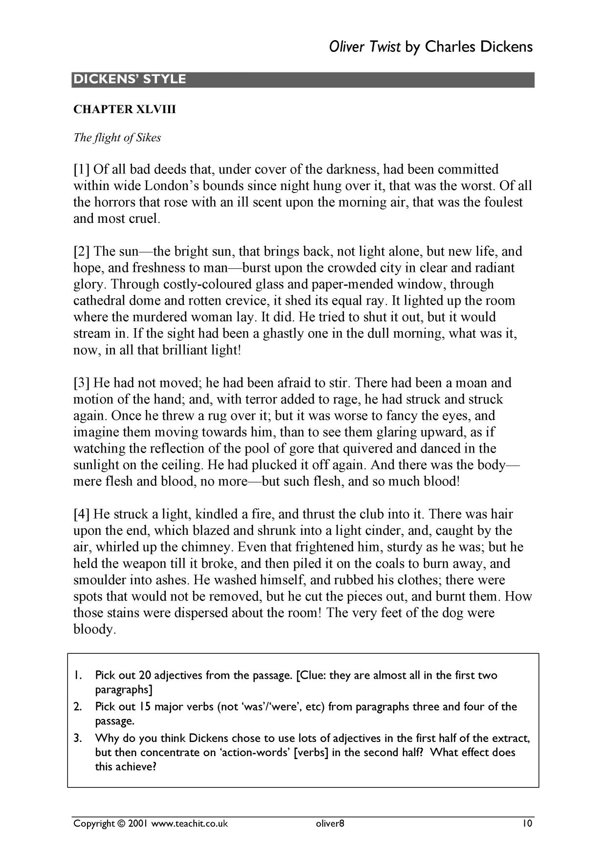 Oliver twist essay questions