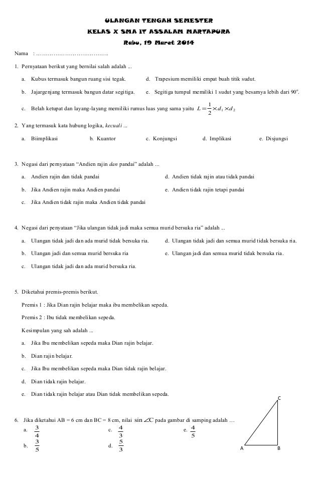 Soal Matematika Kelas 5 Essay / Soal Essay Matematika Kelas 11 : Semoga