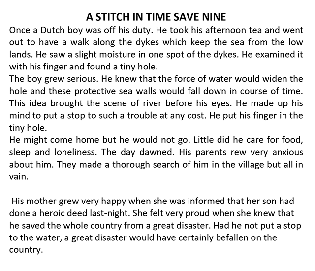Essay on a stitch in time saves nine