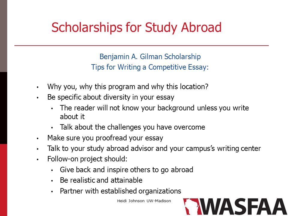 Study abroad scholarship essay
